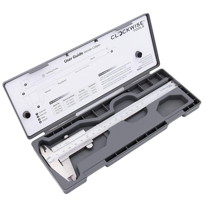 Clockwise Tools Vernier Caliper, DVLR-0605 0-6 Inch/150 mm, Inch (Fraction)/Metric, Stainless Steel - Image 5